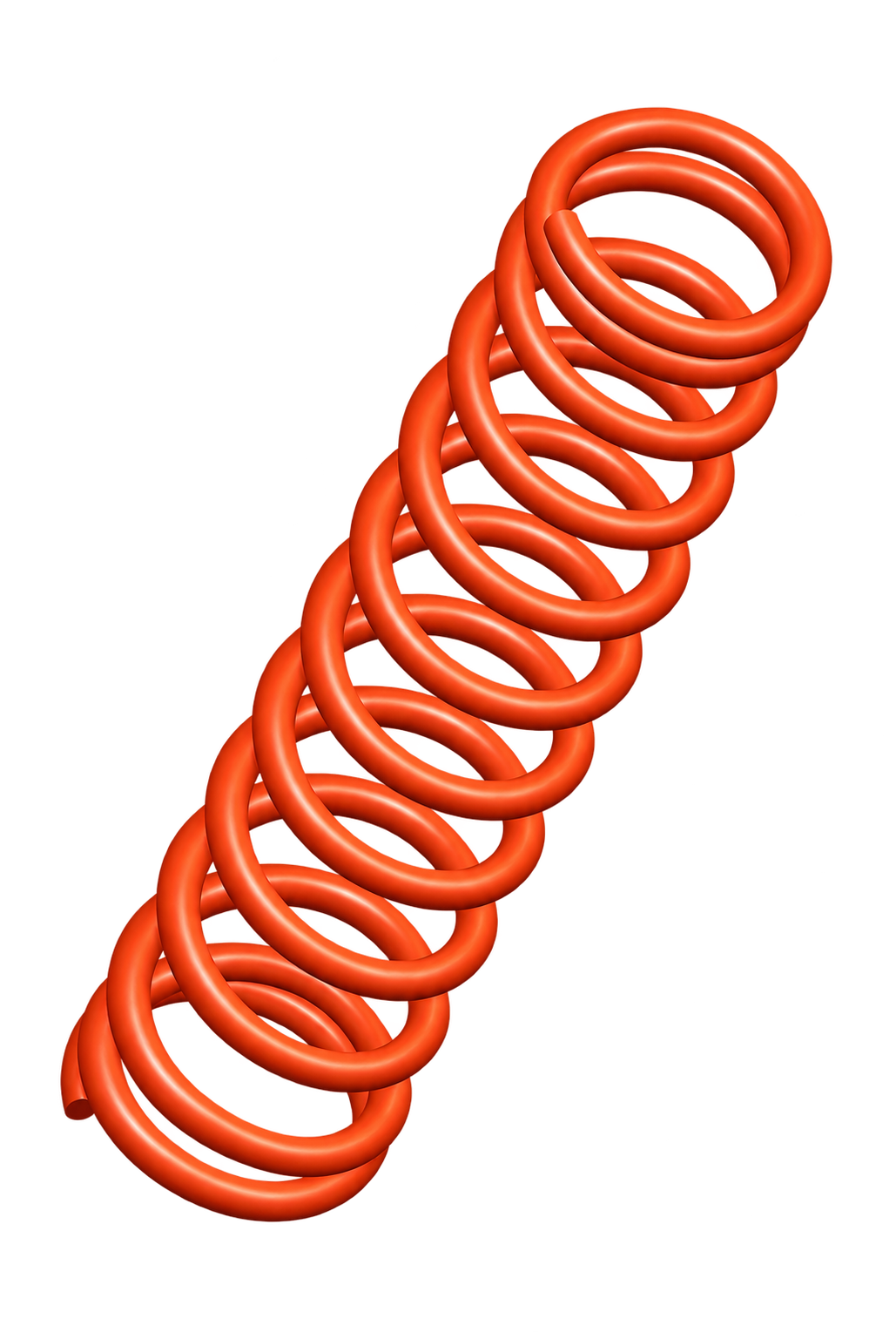 Orange-red coiled spring leaning left